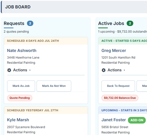 Job board screenshot
