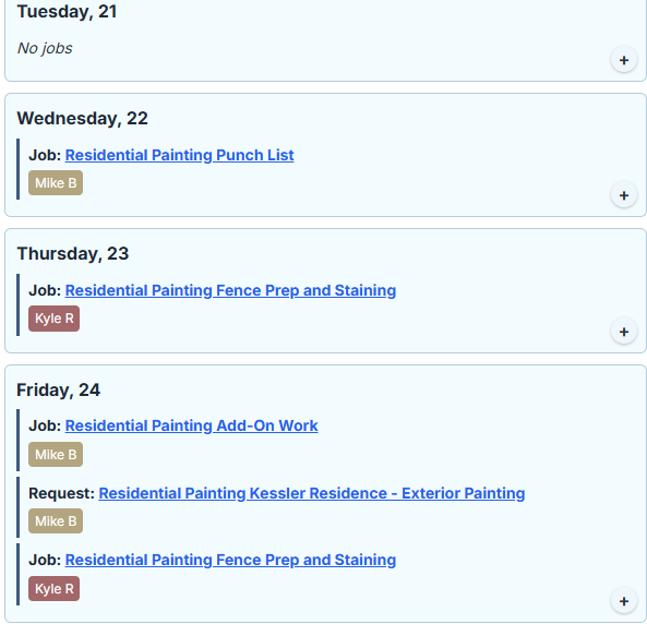 Calendar in mobile view